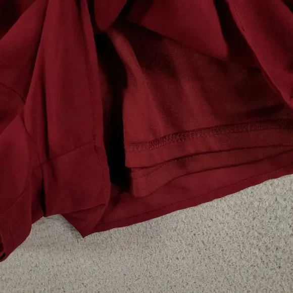 Lulus Romper Womens XL Burgundy Snap Front Sheer Lined Elastic Waist Sleeve - Picture 10 of 15